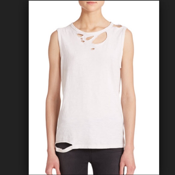 rag & bone Tops - Rag & Bone Distressed White  Muscle Tank Top